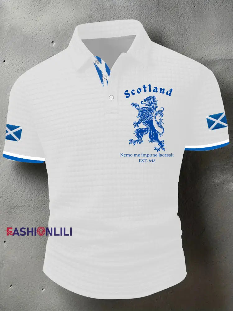 Men’s Scotland Flag Proud The Brave Printed Casual Short Sleeve Top White / S