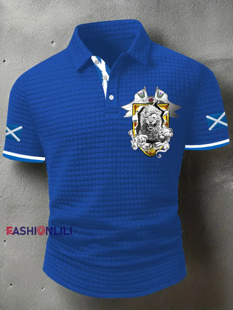 Men’s Scotland Flag Proud The Brave Printed Casual Short Sleeve Tops Blue / S
