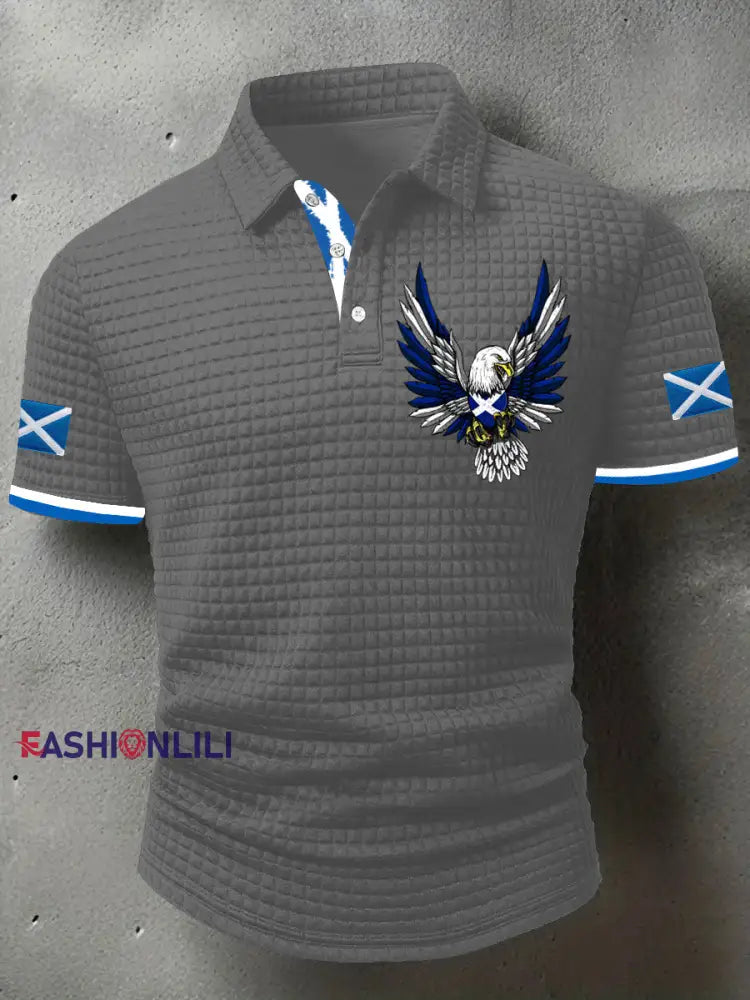 Men’s Scotland Flag Proud The Brave Printed Casual Short Sleeve Tops Gray / S