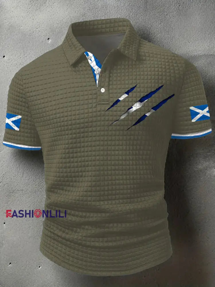 Men’s Scotland Flag Proud The Brave Printed Casual Tops Army Green / S