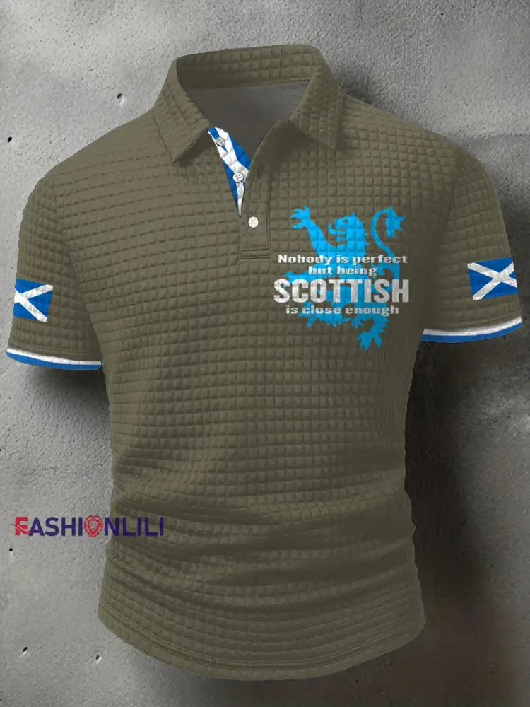 Men’s Scotland Flag Proud The Brave Printed Casual Tops Army Green / S