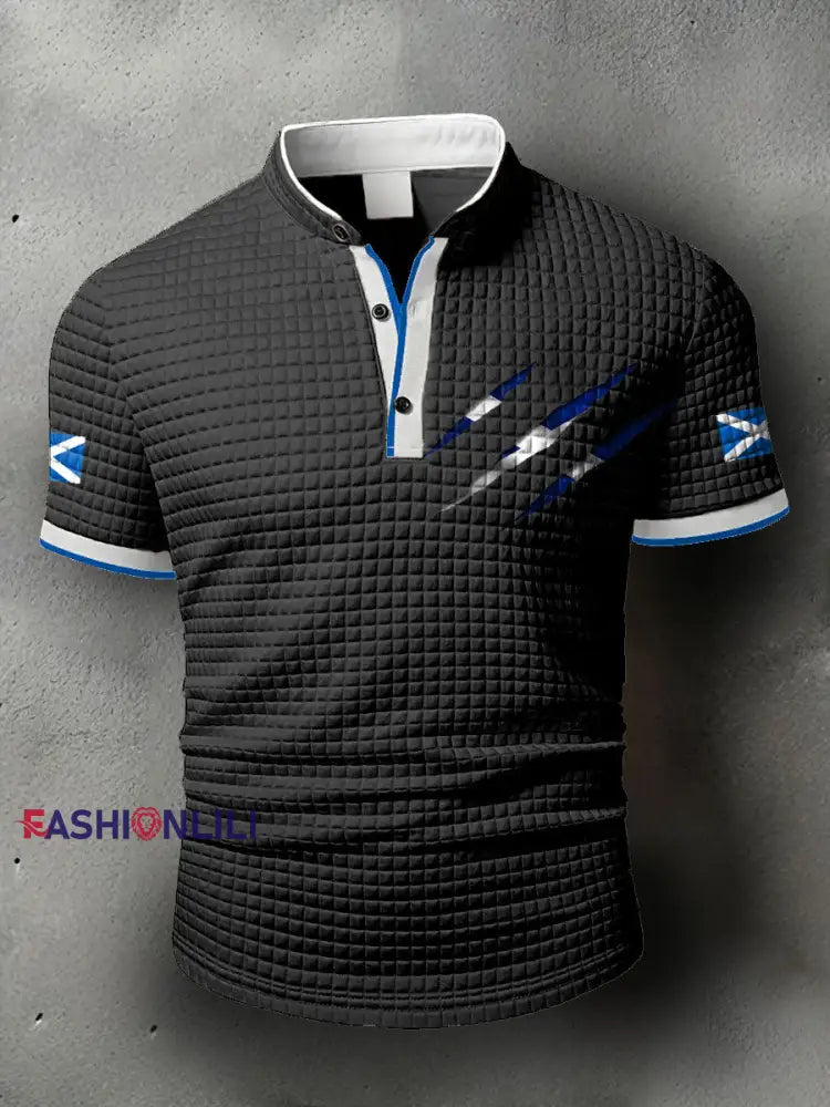 Men’s Scotland Flag Proud The Brave Printed Casual Tops Black / S