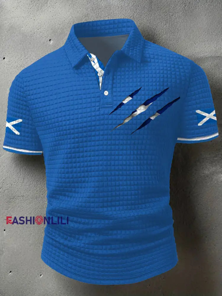 Men’s Scotland Flag Proud The Brave Printed Casual Tops Blue / S