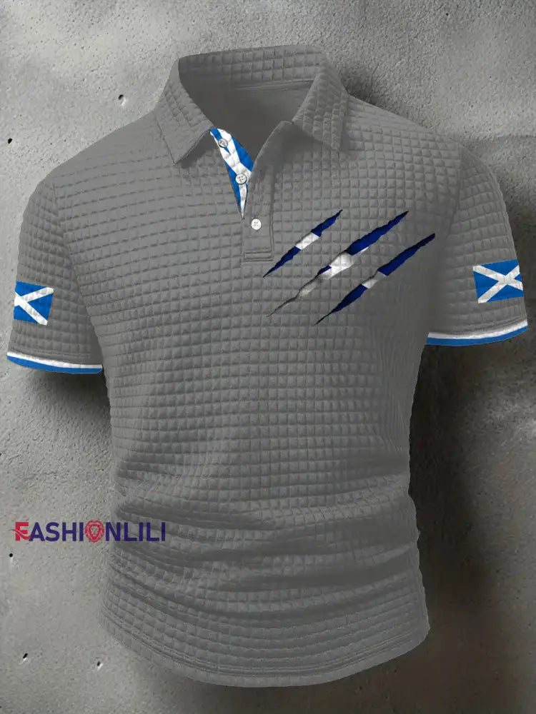 Men’s Scotland Flag Proud The Brave Printed Casual Tops Light Gray / S