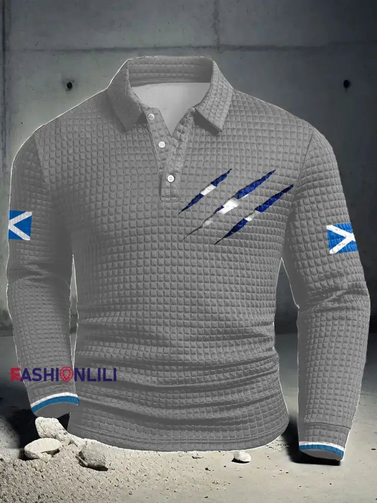 Men’s Scotland Flag Proud The Brave Printed Casual Tops Light Gray / S