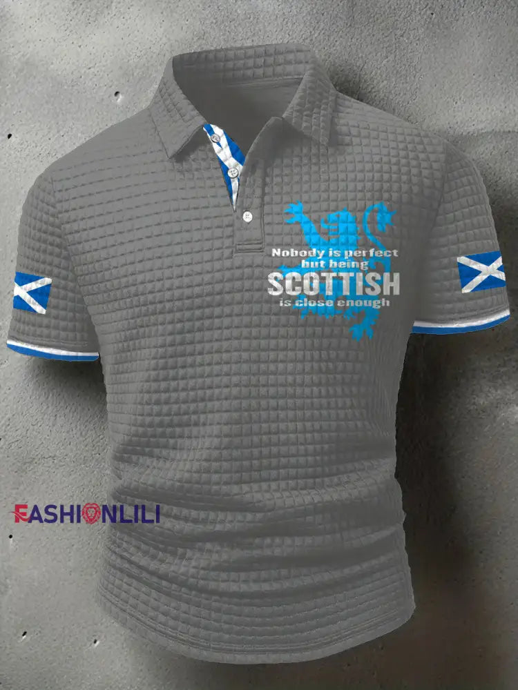 Men’s Scotland Flag Proud The Brave Printed Casual Tops Light Gray / S
