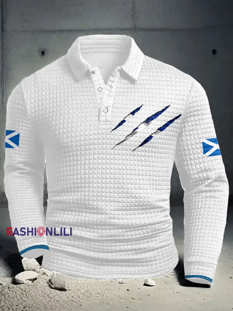 Men’s Scotland Flag Proud The Brave Printed Casual Tops White / S