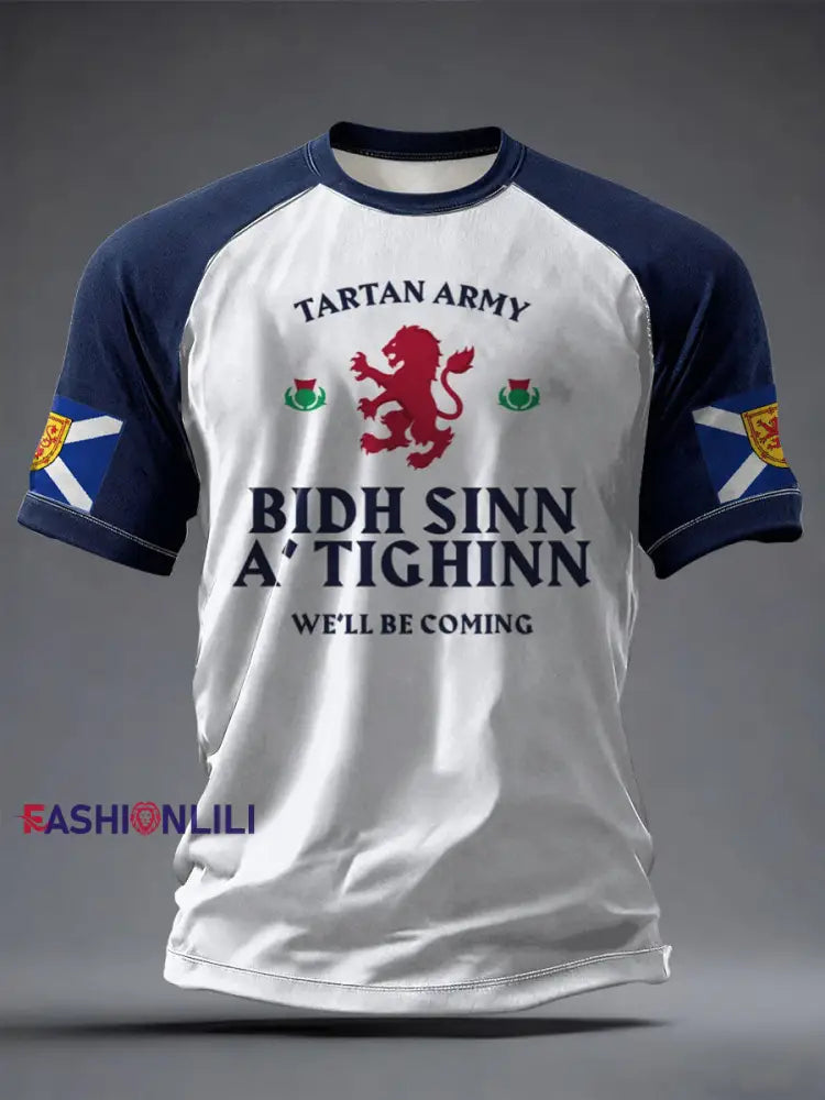 Men’s Scotland Football Lover Tartan Army Printed T-shirt White / S