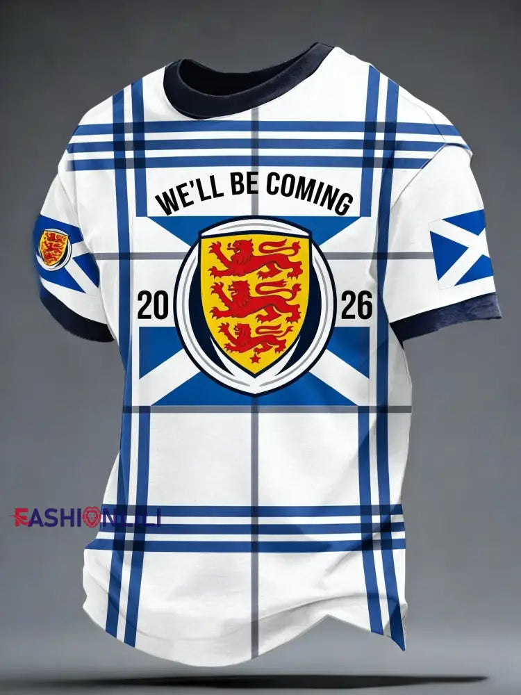 Men’s Scotland Football Lover Tartan Army Printed T-shirt White / S