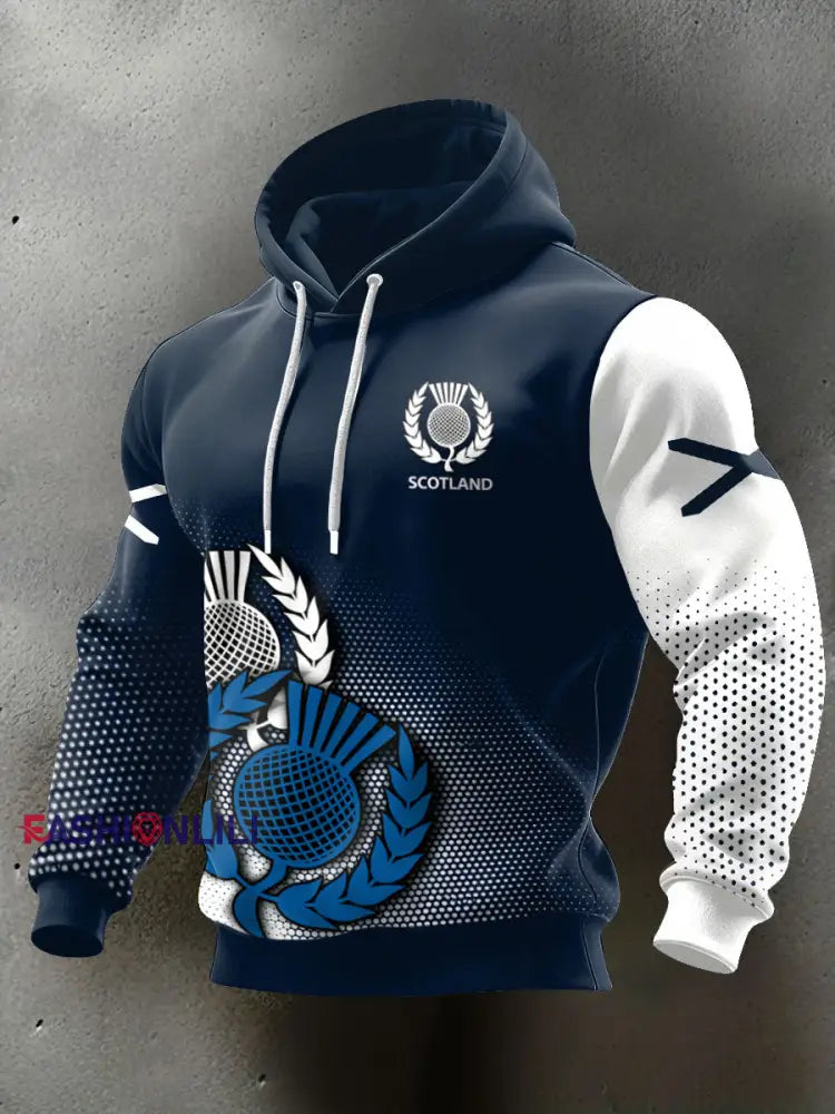 Men’s Scotland Rubgy Lover Printed Hoodie Navy Blue / S