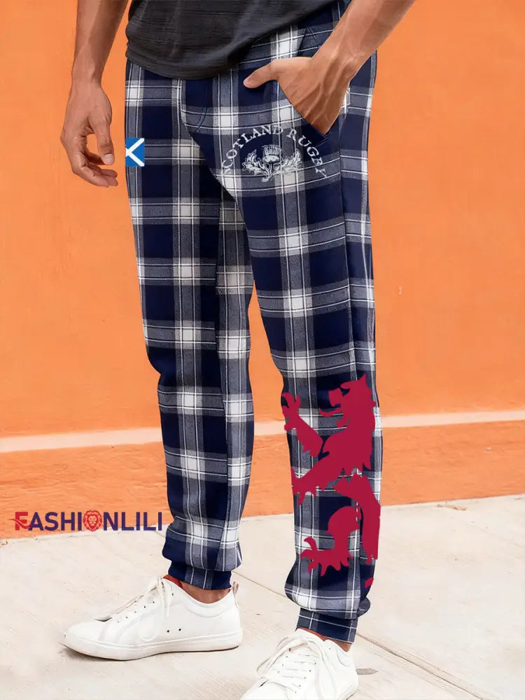 Men’s Scotland Rugby Lover Printed Pants Navy Blue / S