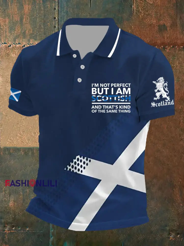Men’s Scottish Flag Printed Short Sleeve Top Dark Blue / S