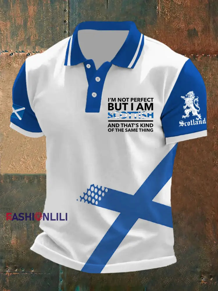 Men’s Scottish Flag Printed Short Sleeve Top White / S