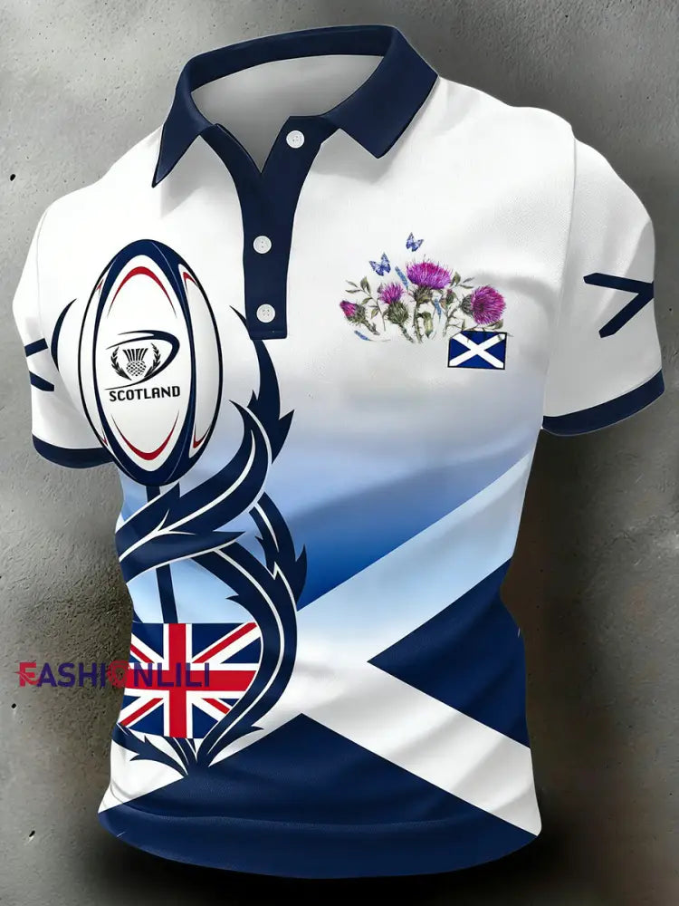 Men’s Scottish Rugby Print Polo Shirt A / S
