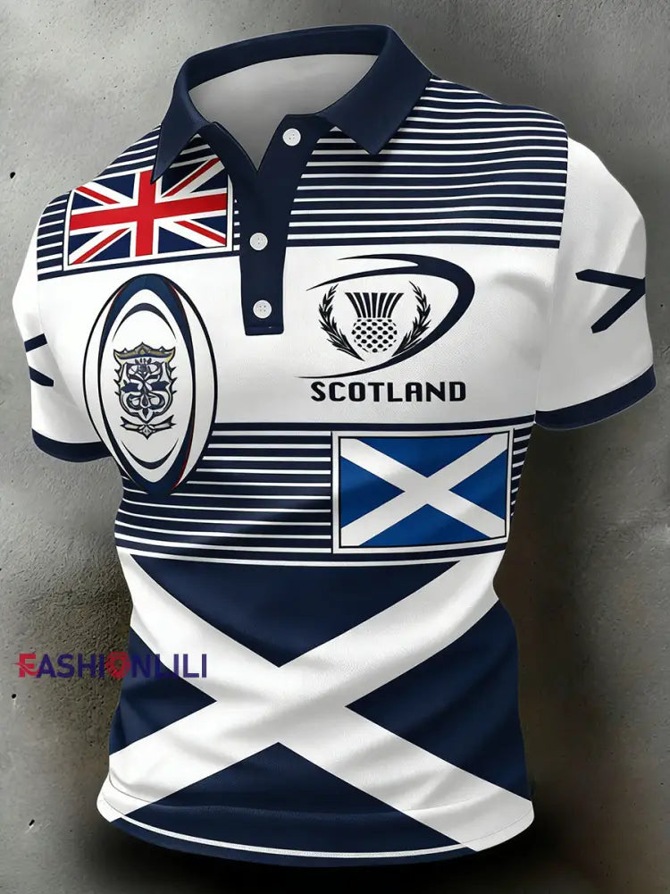 Men’s Scottish Rugby Print Polo Shirt A / S