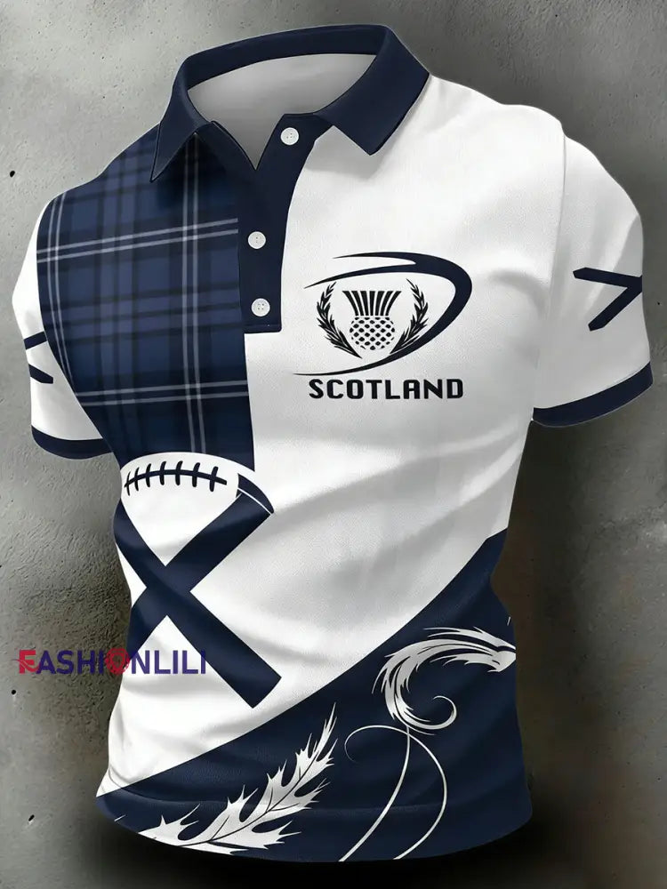 Men’s Scottish Rugby Print Polo Shirt A / S
