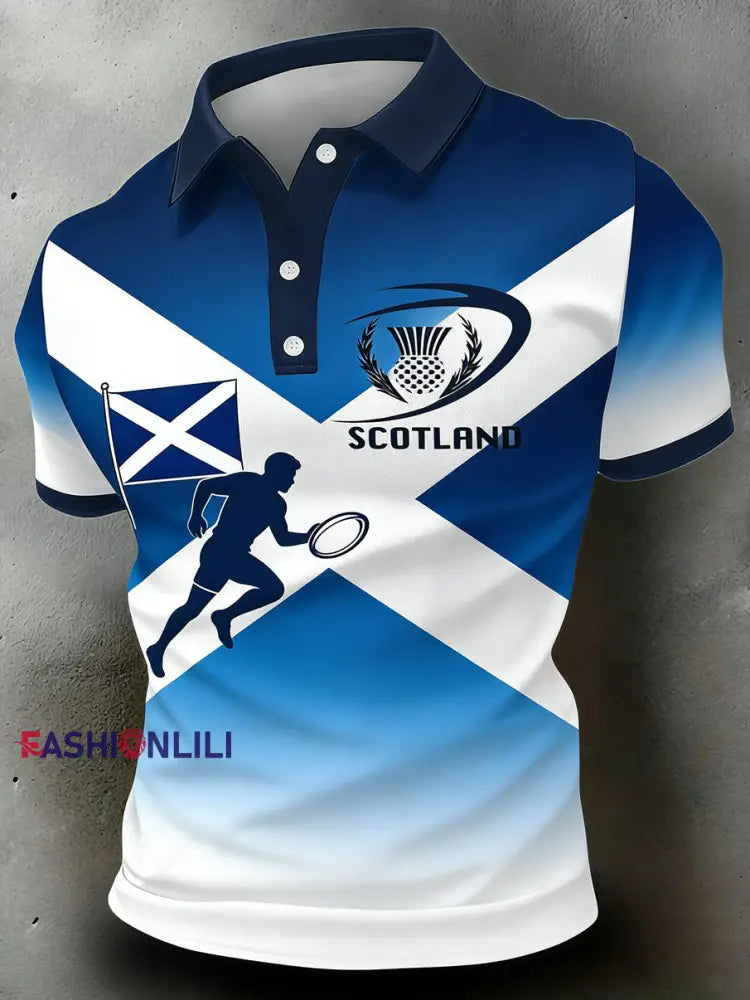 Men’s Scottish Rugby Print Polo Shirt A / S