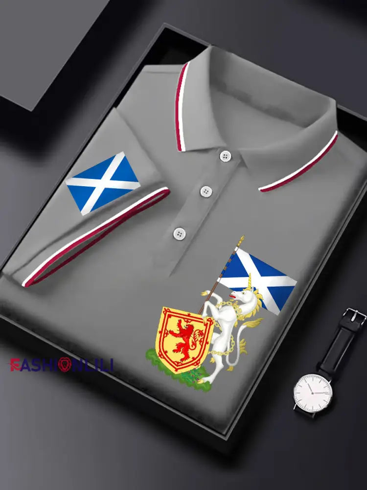 Men’s Scottish Unicorn short sleeve shirt Light Gray / S
