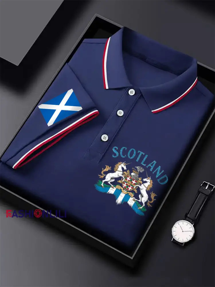 Men’s Scottish Unicorn short sleeve shirt Navy Blue / S