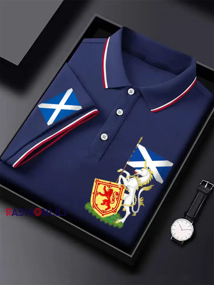 Men’s Scottish Unicorn short sleeve shirt Navy Blue / S