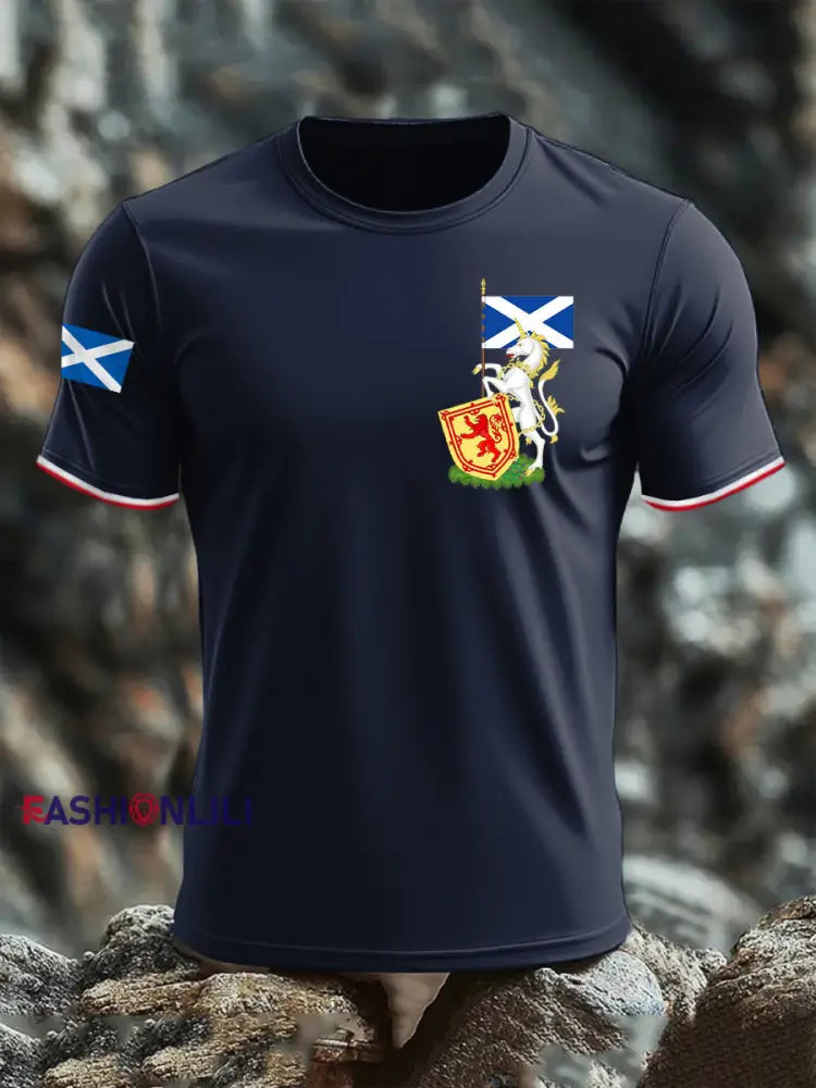 Men’s Scottish Unicorn short sleeves T-shirt Navy Blue / S