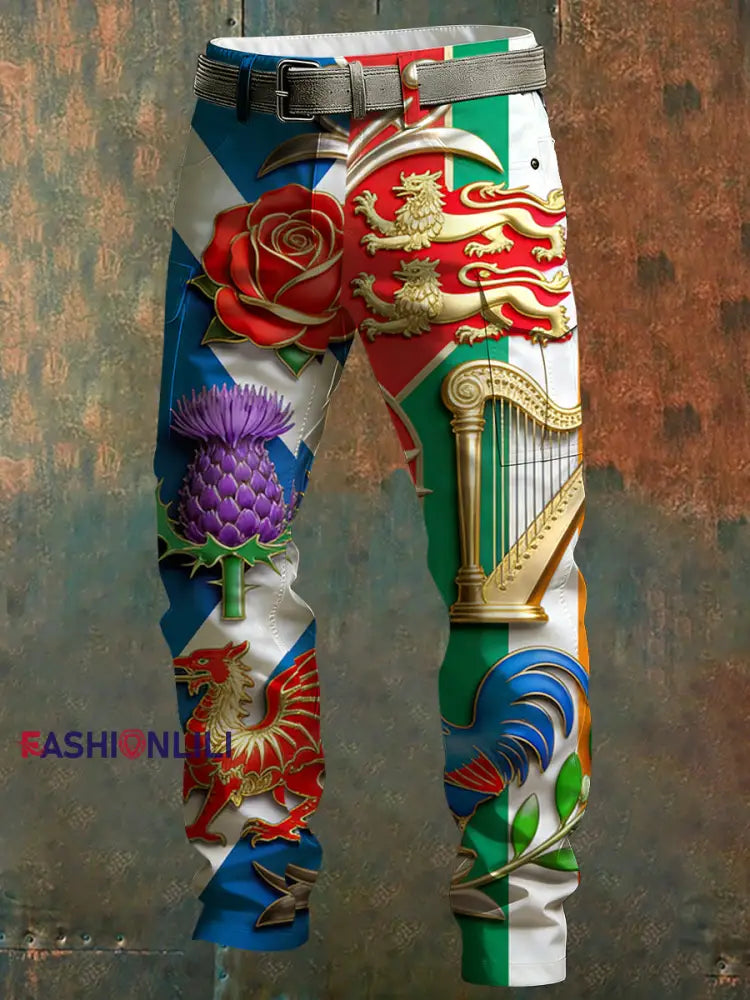 Men’s Six-Country Flag Print Fan Support Trousers A / S