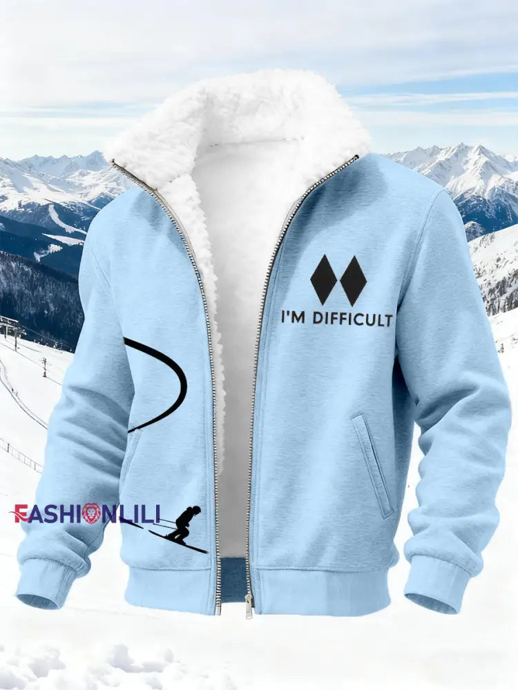 Men’s Ski Art Print Cardigan Blue / S