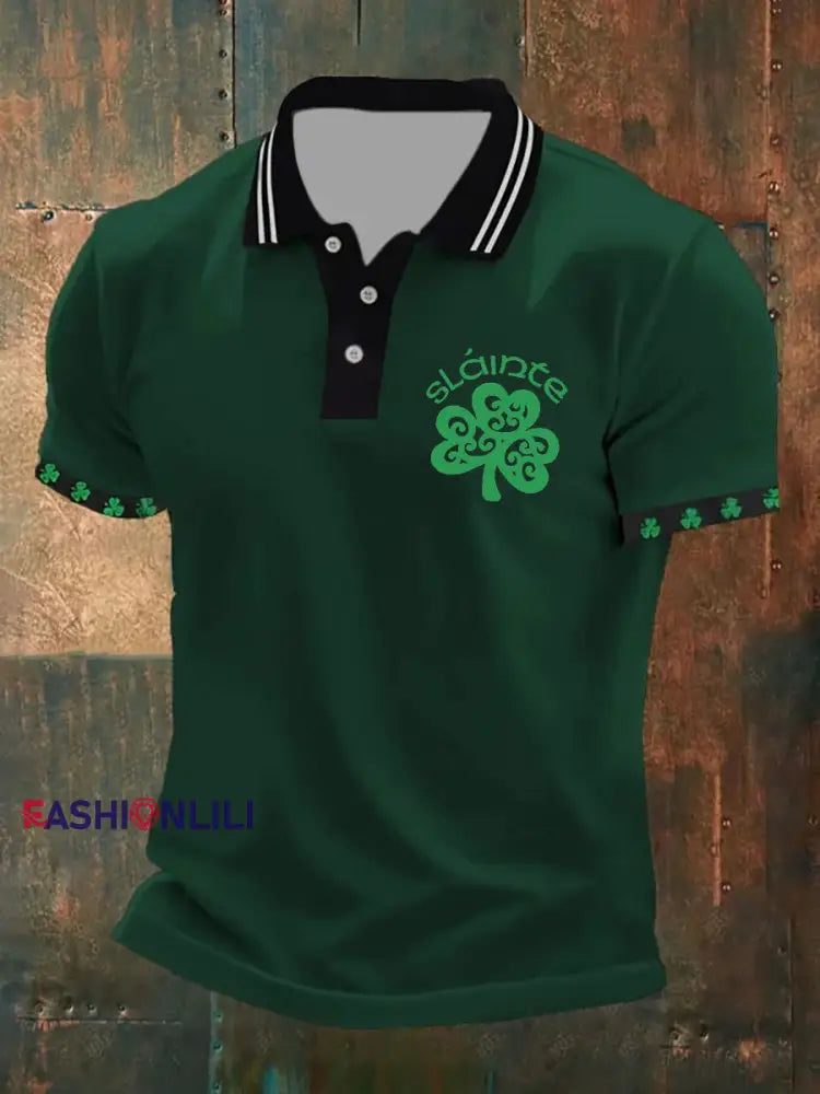 Men’s St. Patrick’s Day Printed Casual Top Dark Green / S