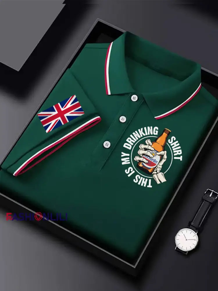 Men’s This Is My Drinking Shirt Casual Shirt Dark Green / S
