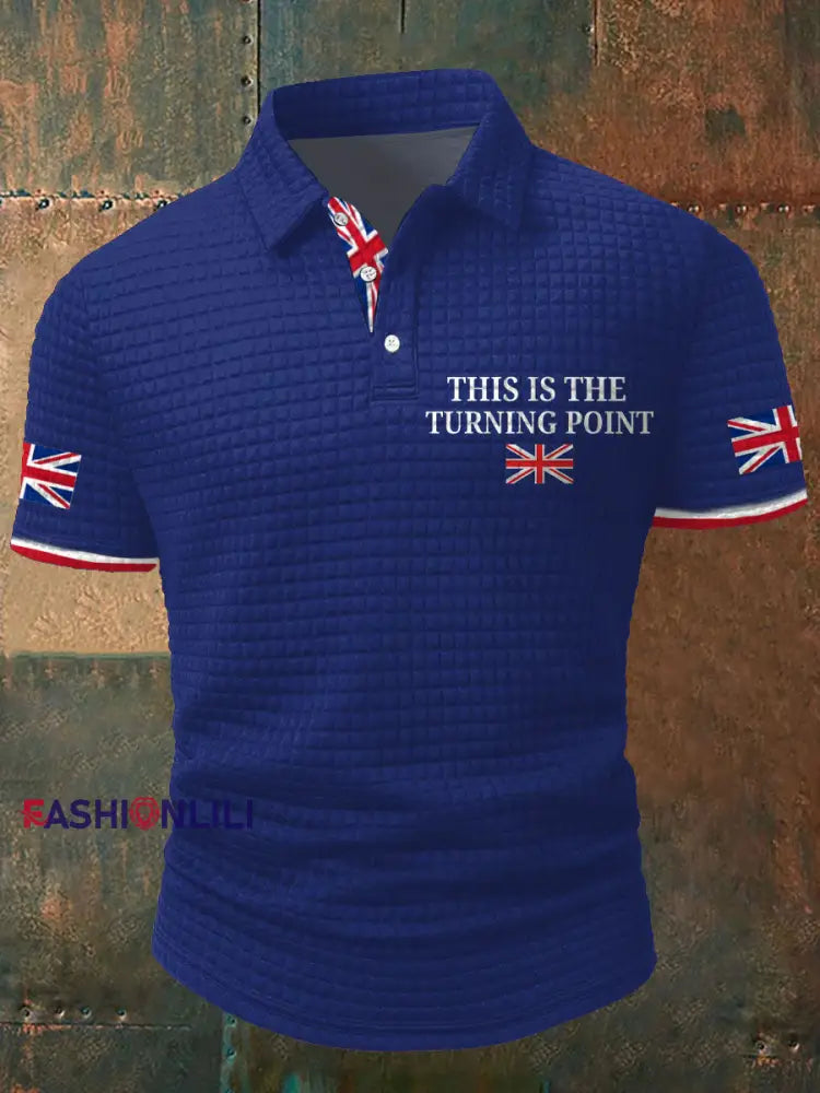 Men’s Turning Point UK Flag Printed Casual Tops Royal Blue / S