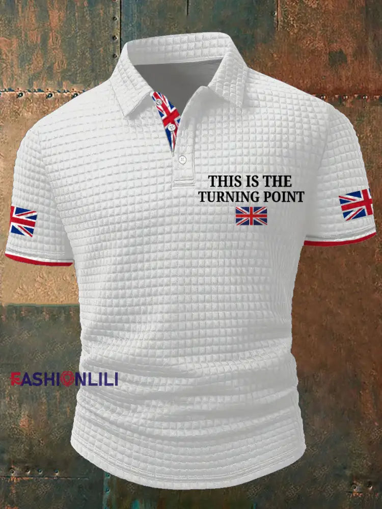 Men’s Turning Point UK Flag Printed Casual Tops White / S