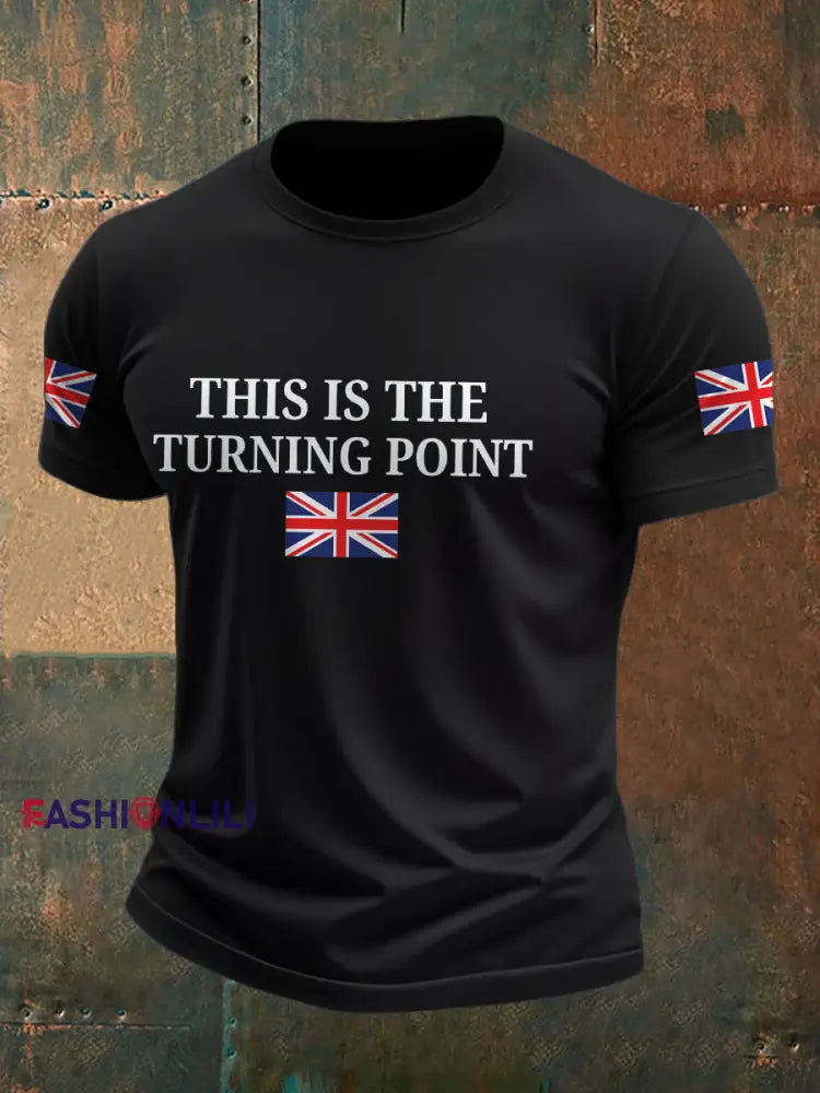 Men’s Turning Point UK Flag Printed T-shirt Black / S
