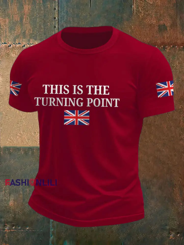 Men’s Turning Point UK Flag Printed T-shirt Deep Red / S