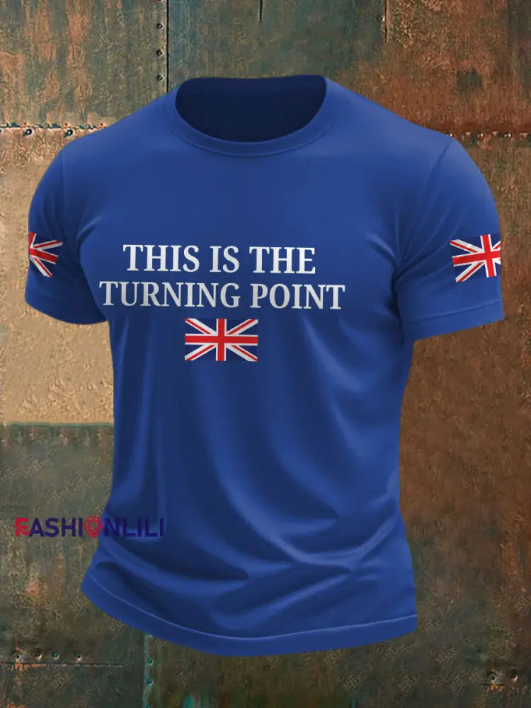 Men’s Turning Point UK Flag Printed T-shirt Royal Blue / S