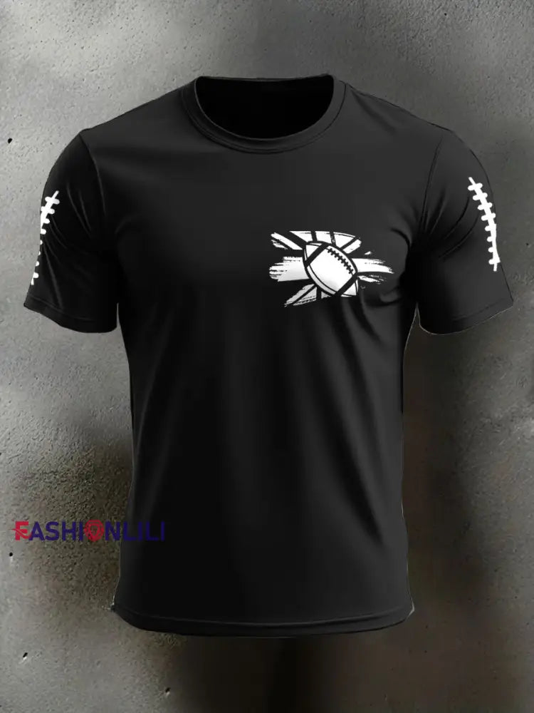 Men’s UK Flag Football Printed T-shirt Black / S
