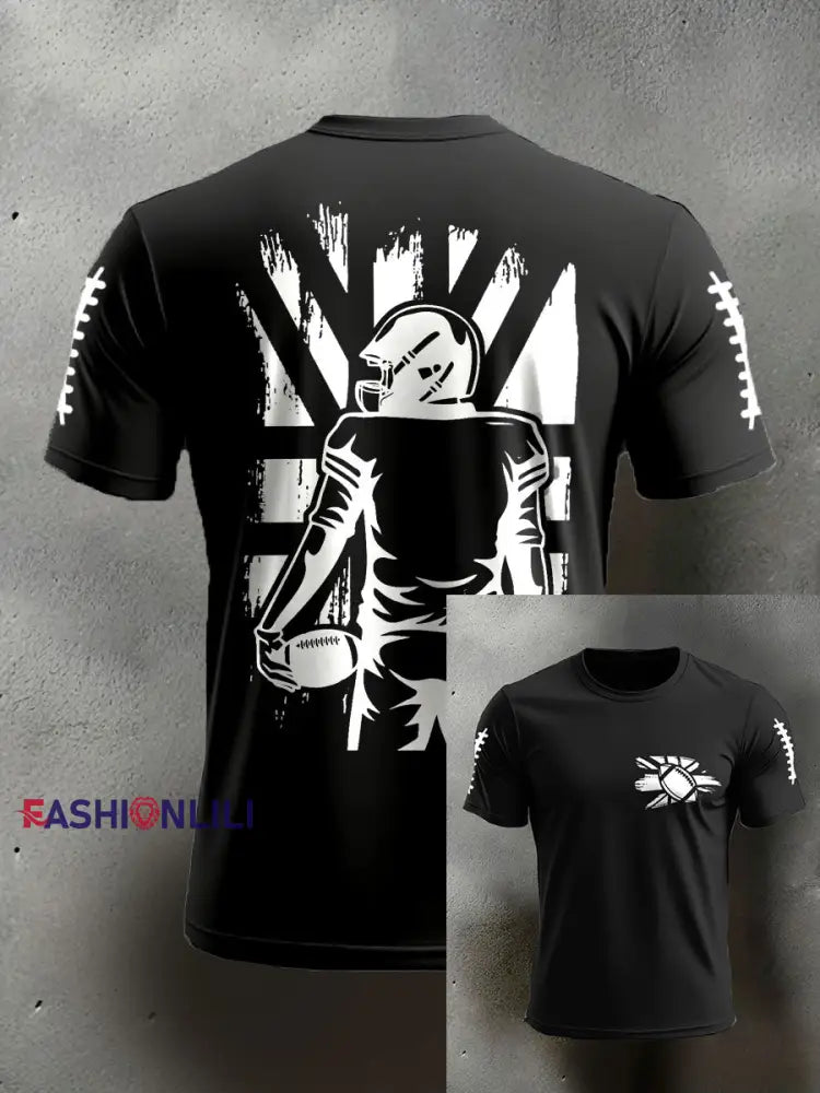 Men’s UK Flag Football Printed T-shirt Black / S