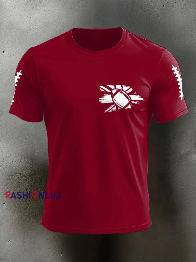 Men’s UK Flag Football Printed T-shirt Deep Red / S