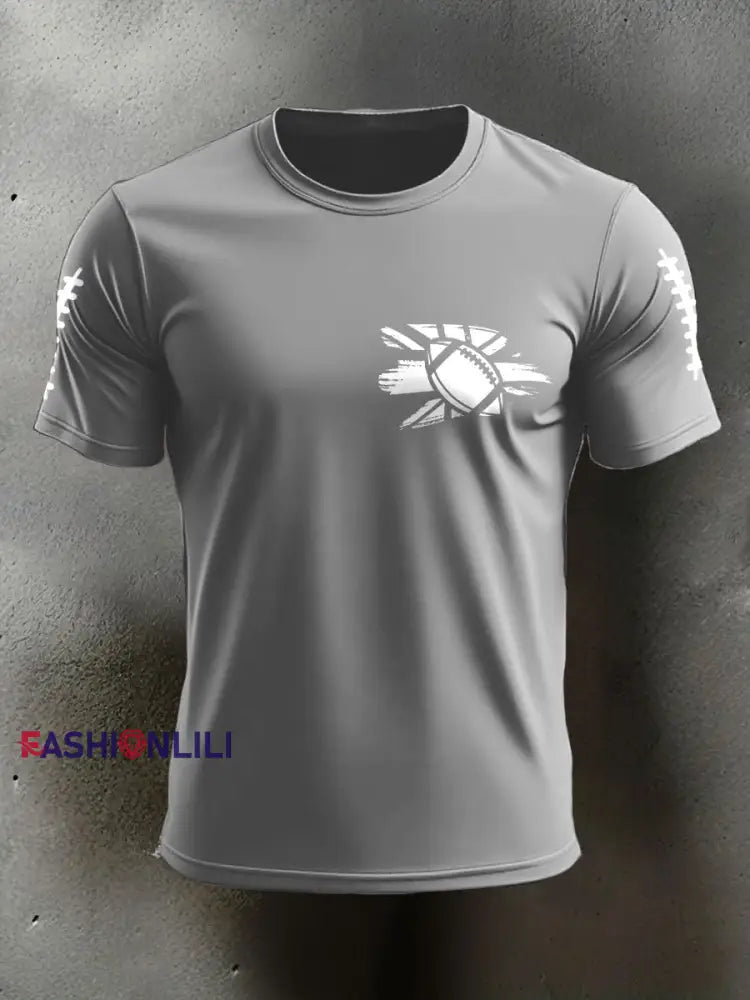 Men’s UK Flag Football Printed T-shirt Light Gray / S