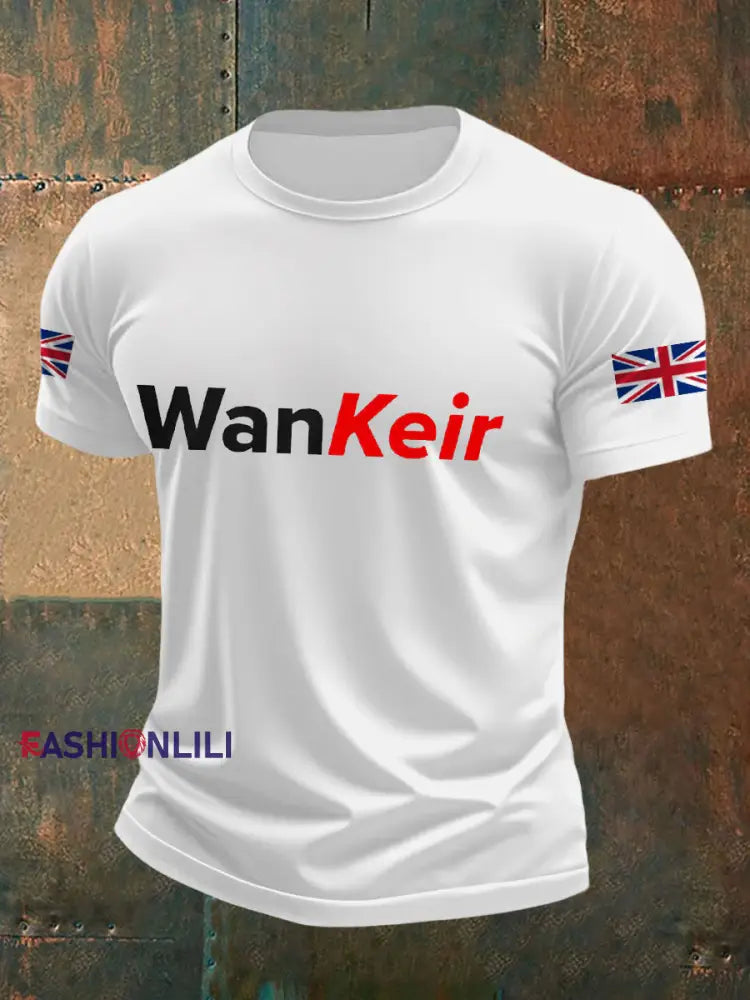 Men’s UK Flag Funny Printed Casual Tops White / S