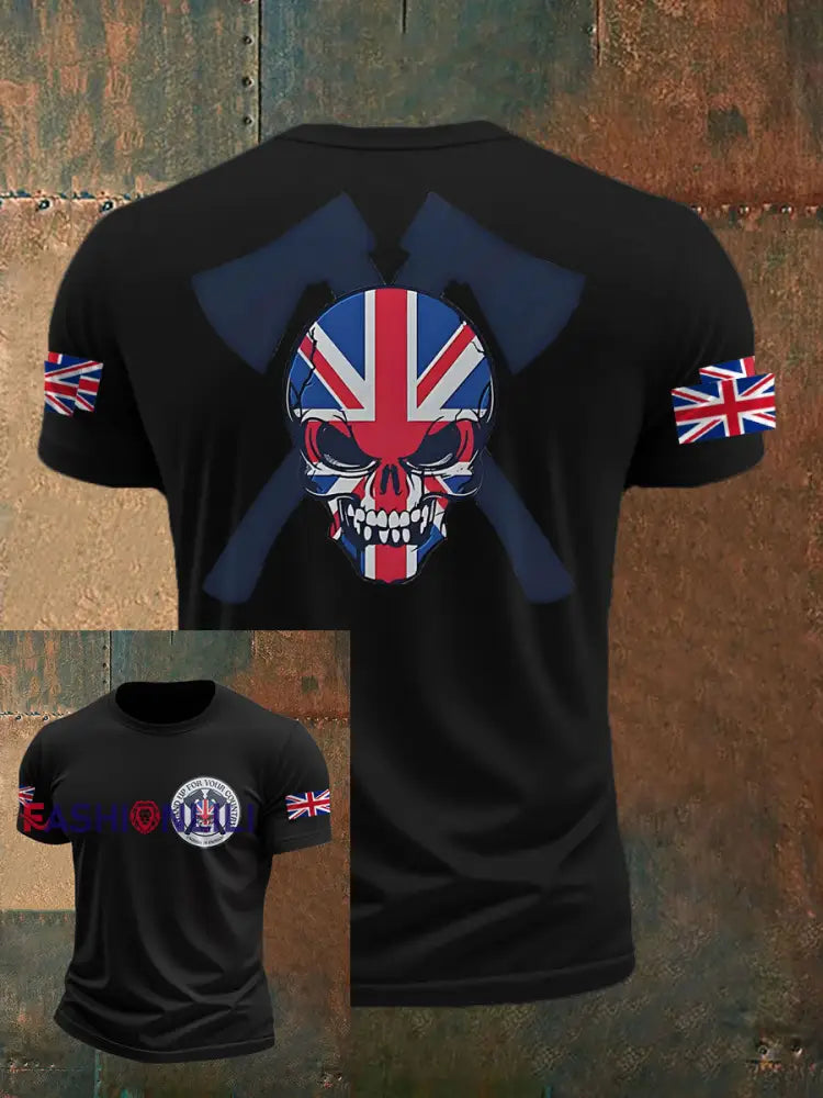 Men’s UK Flag Immigration Printed T-shirt Black / S