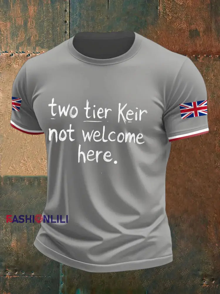 Men’s UK Flag Immigration Printed T-shirt Light Gray / S