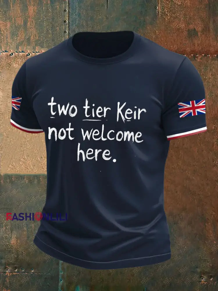 Men’s UK Flag Immigration Printed T-shirt Navy Blue / S