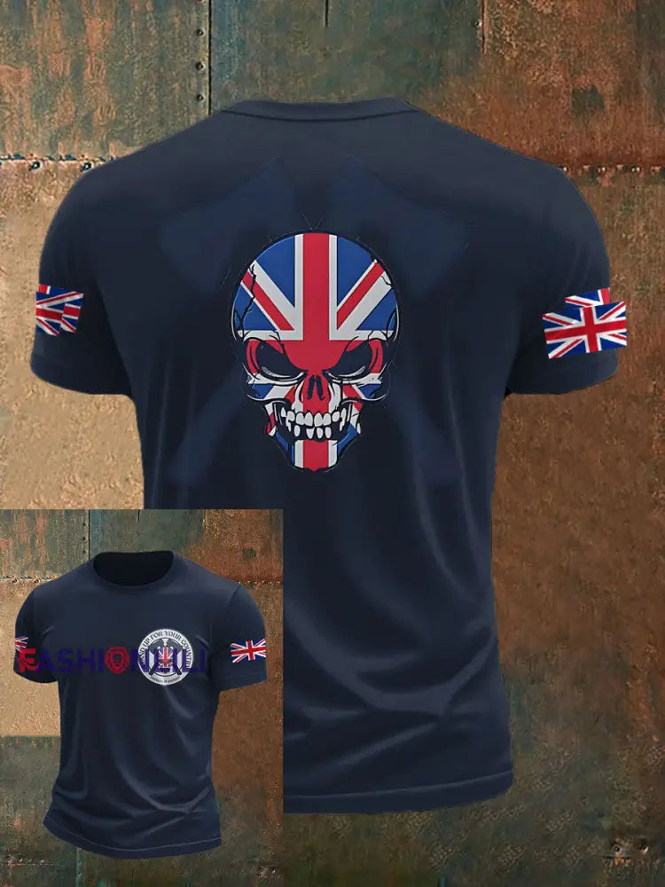 Men’s UK Flag Immigration Printed T-shirt Navy Blue / S