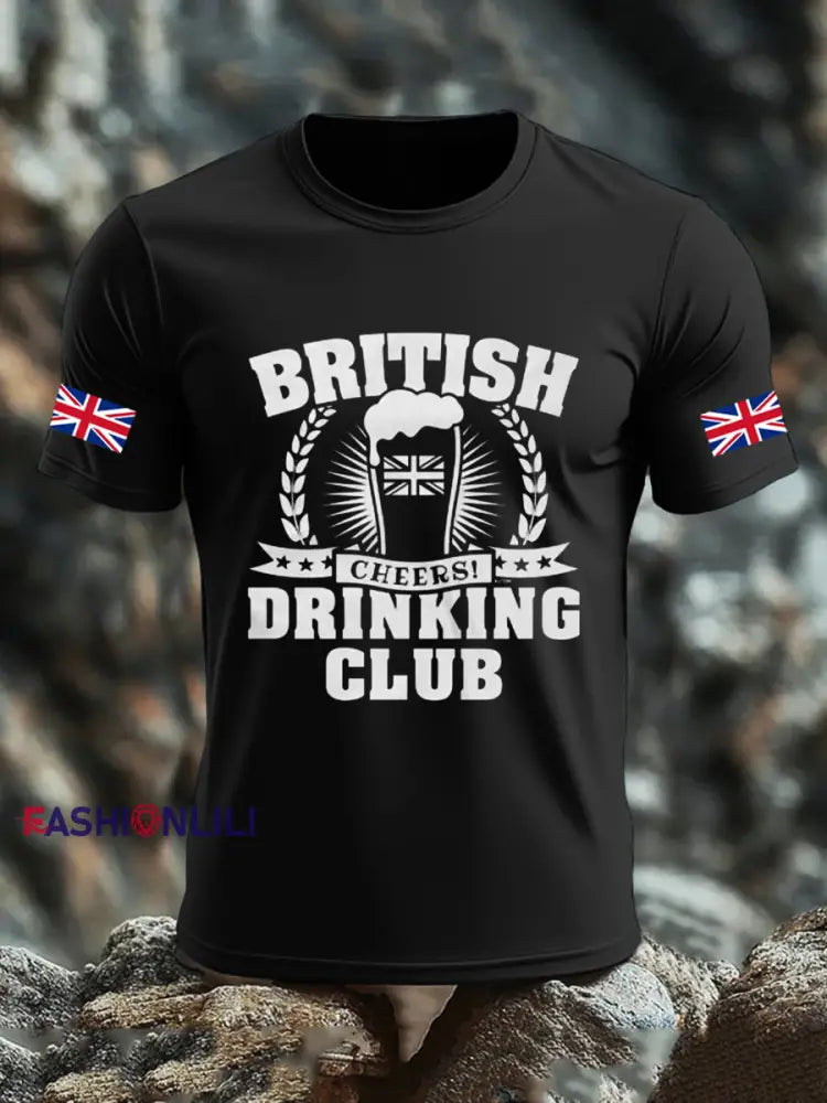 Men’s UK Flag Liquor Printed T-shirt Black / S