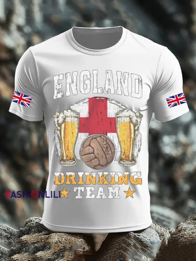 Men’s UK Flag Liquor Printed T-shirt White / S
