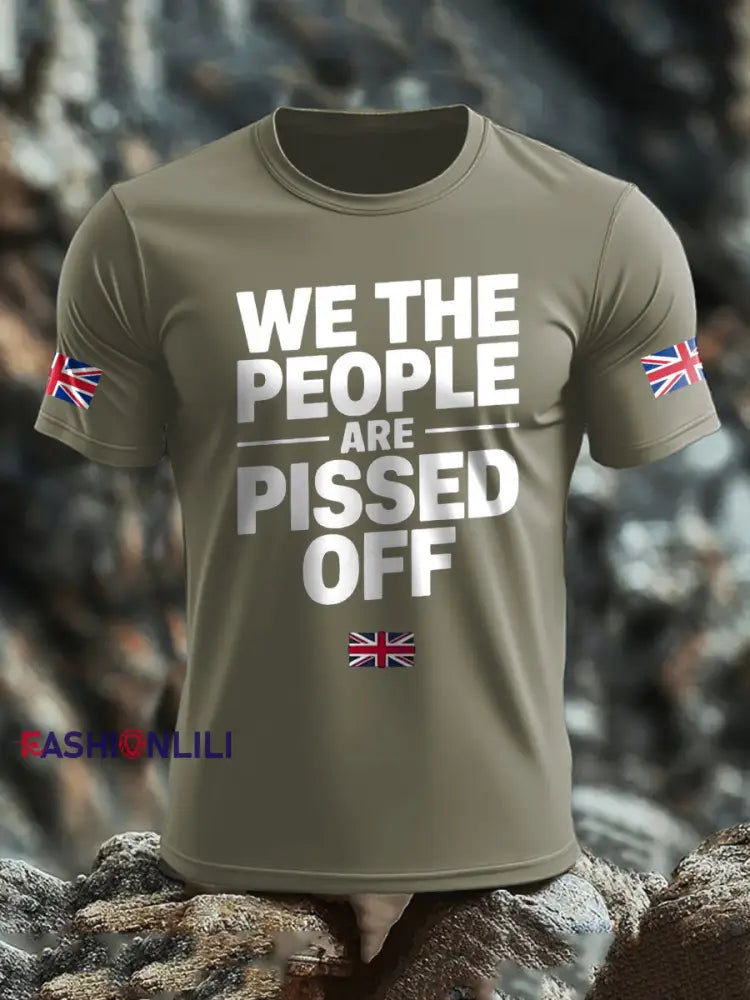 Men’s UK Flag Patriotism Printed T-shirt Army Green / S