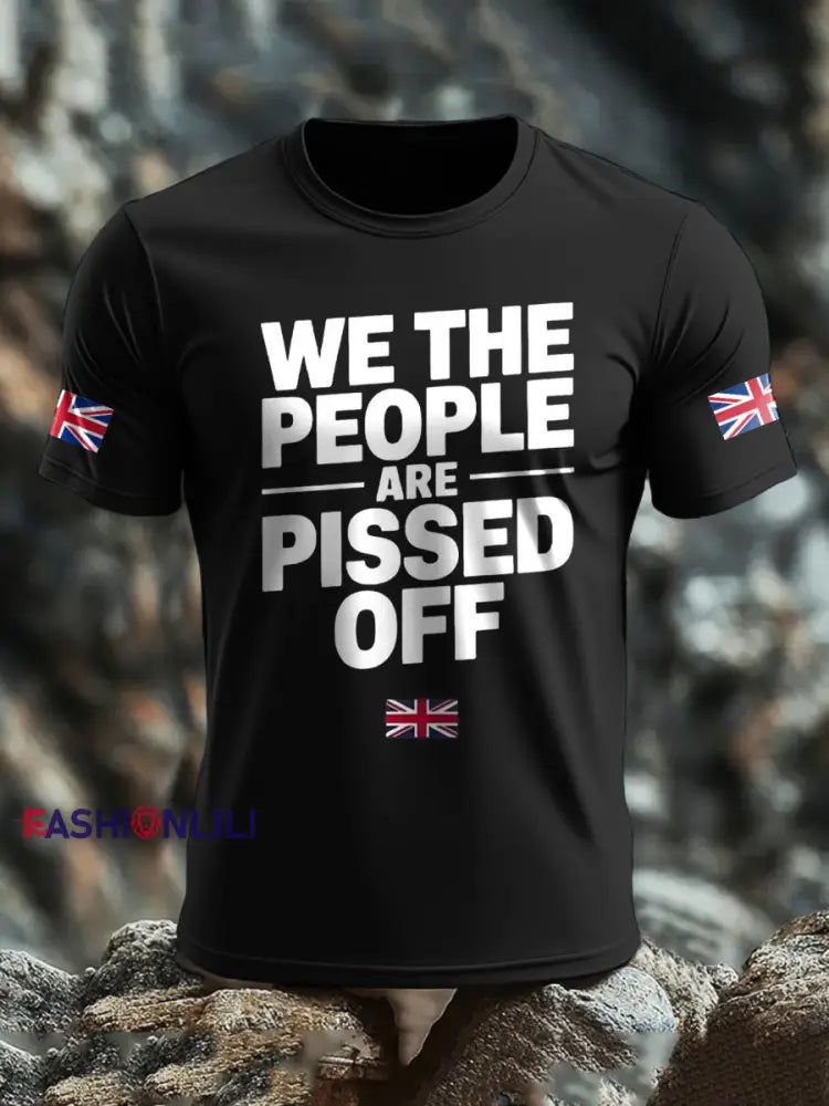 Men’s UK Flag Patriotism Printed T-shirt Black / S
