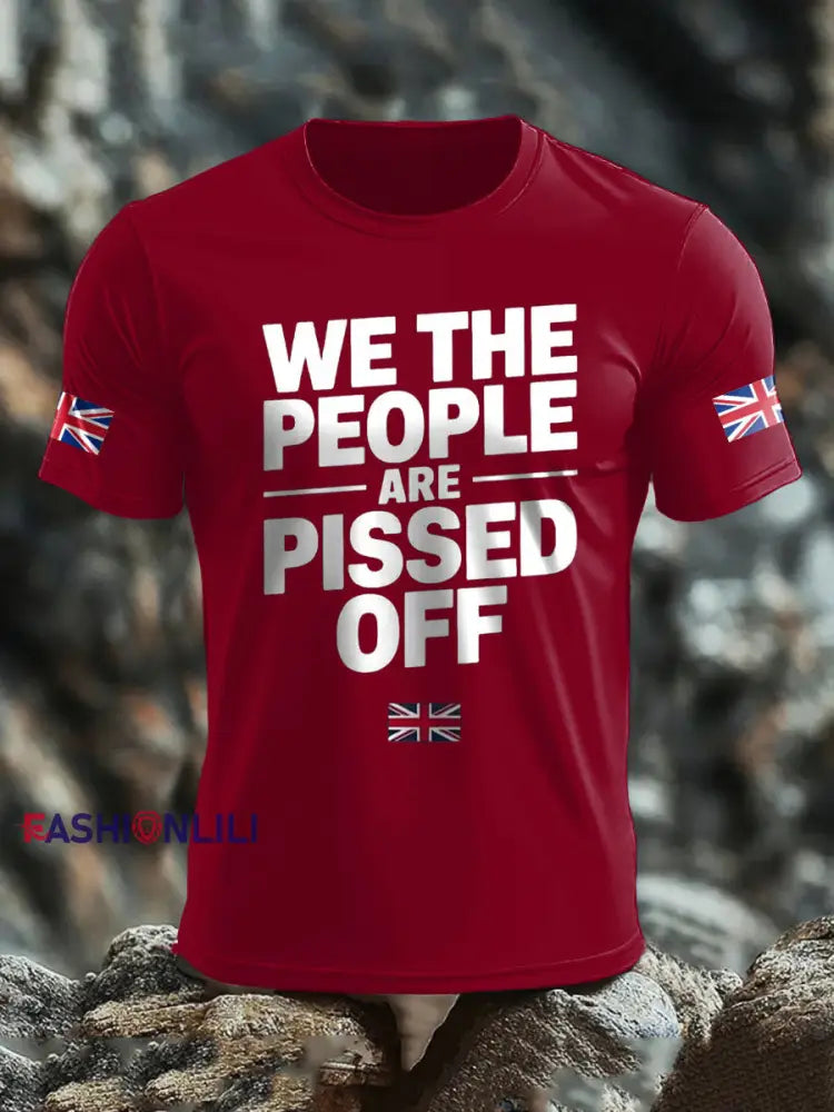 Men’s UK Flag Patriotism Printed T-shirt Deep Red / S