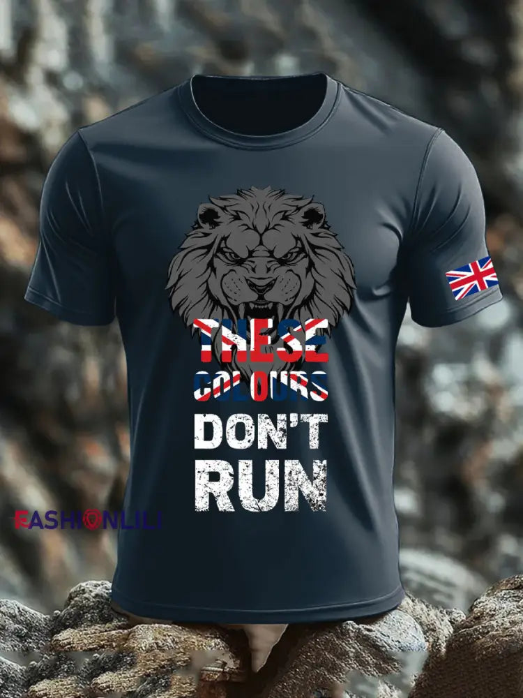 Men’s UK Flag Pride Patriotic Printed T-shirt Navy Blue / S