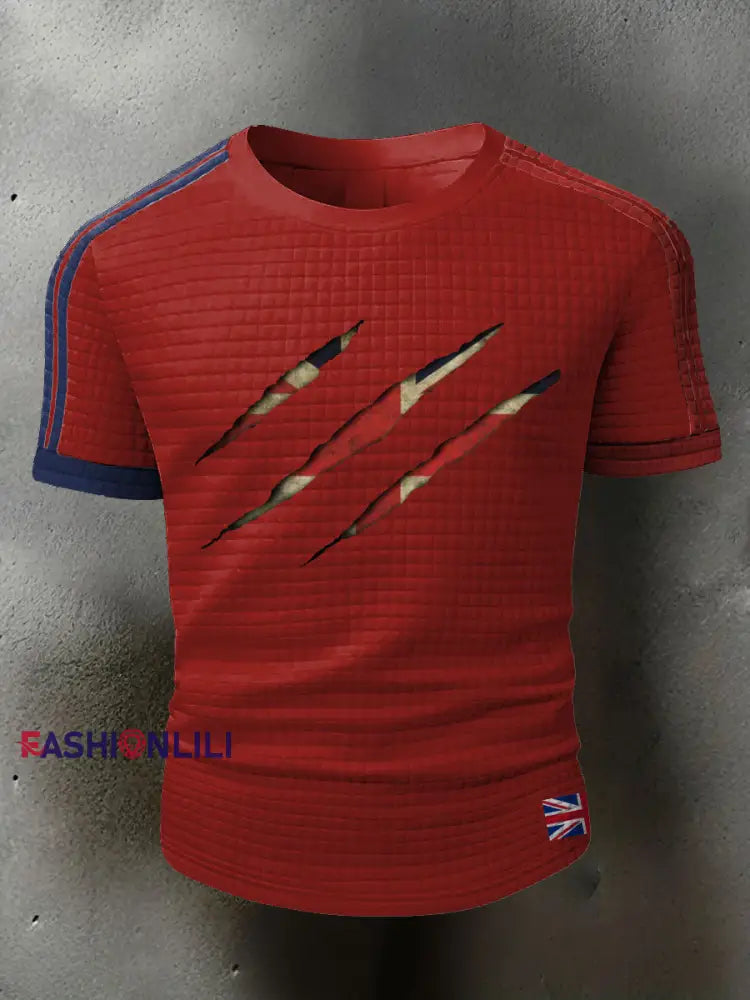 Men’s UK Flag Printed Casual Tops Red / S